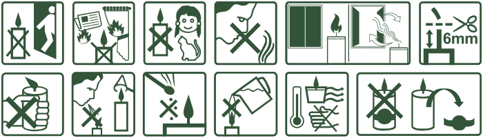 Set icone Sicurezza e Avvertenze - Candele